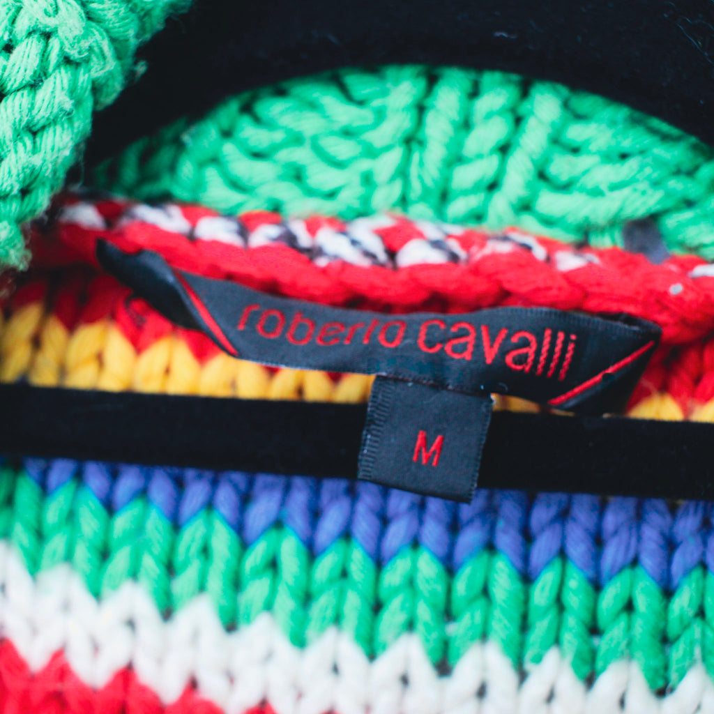 y2k rare roberto cavalli chunky snowflake knit cardigan