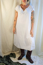 Antique white cotton nightgown with cutwork embroidery