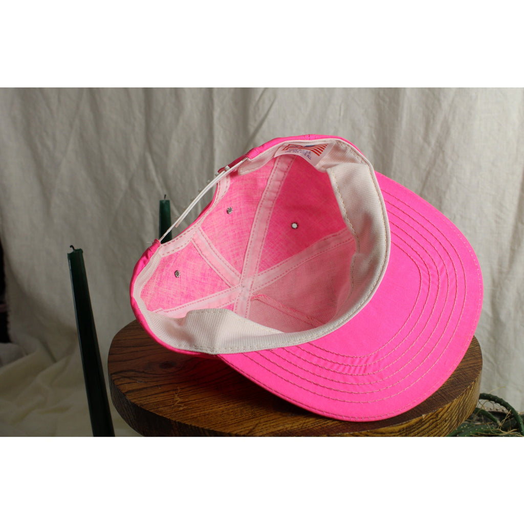 80s made in usa neon pink cycling snapback