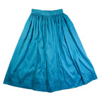 90s raw silk turquoise handmade midi skirt