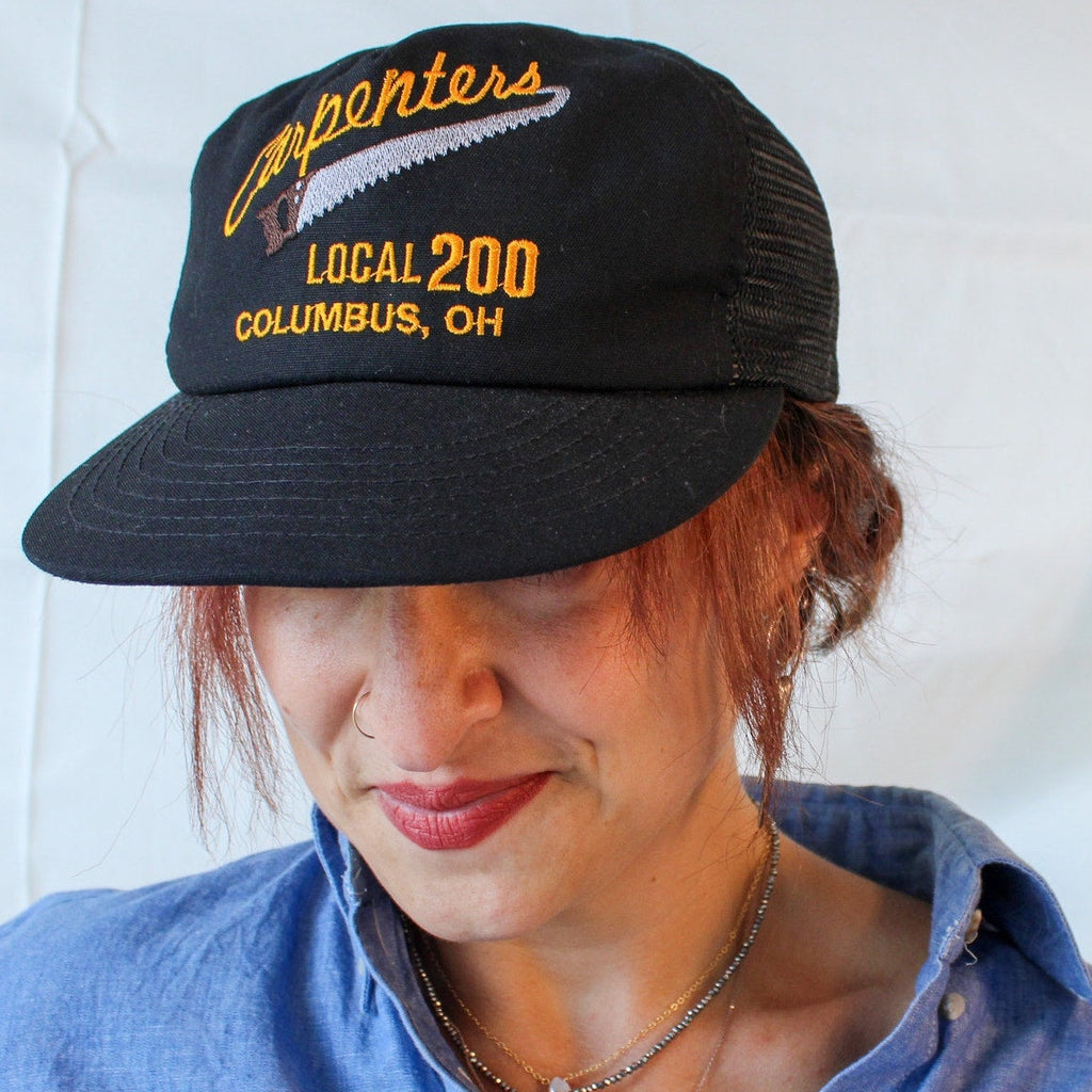 80s carpenters local 200 mesh trucker hat