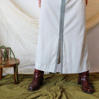 70s silver maxi dress with metallic braid trim