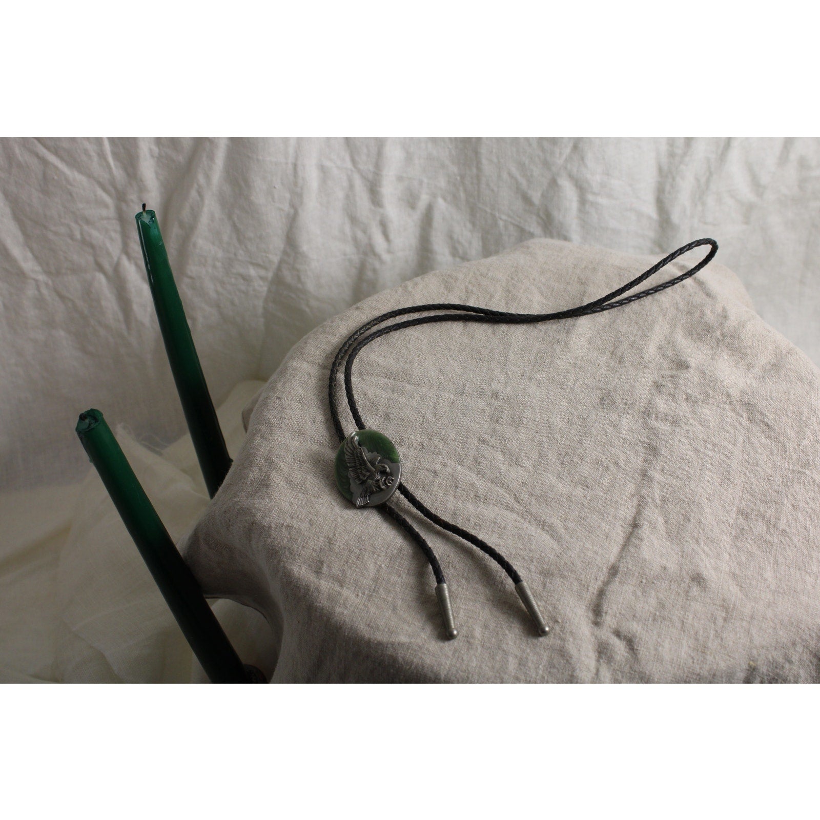 80s signed 100% sterling silver eagle  bolo tie - siskiyou