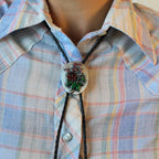 80s rose signed sterling silver bolo tie - siskiyou