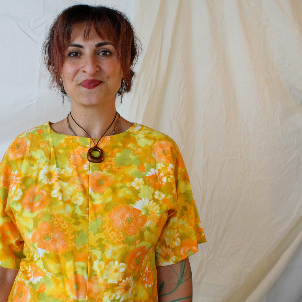 70s handmade flower-power four-panel minimalist jumpsuit