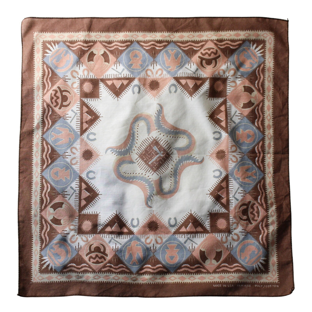 vintage 80s southwest poly cotton bandana made in usa