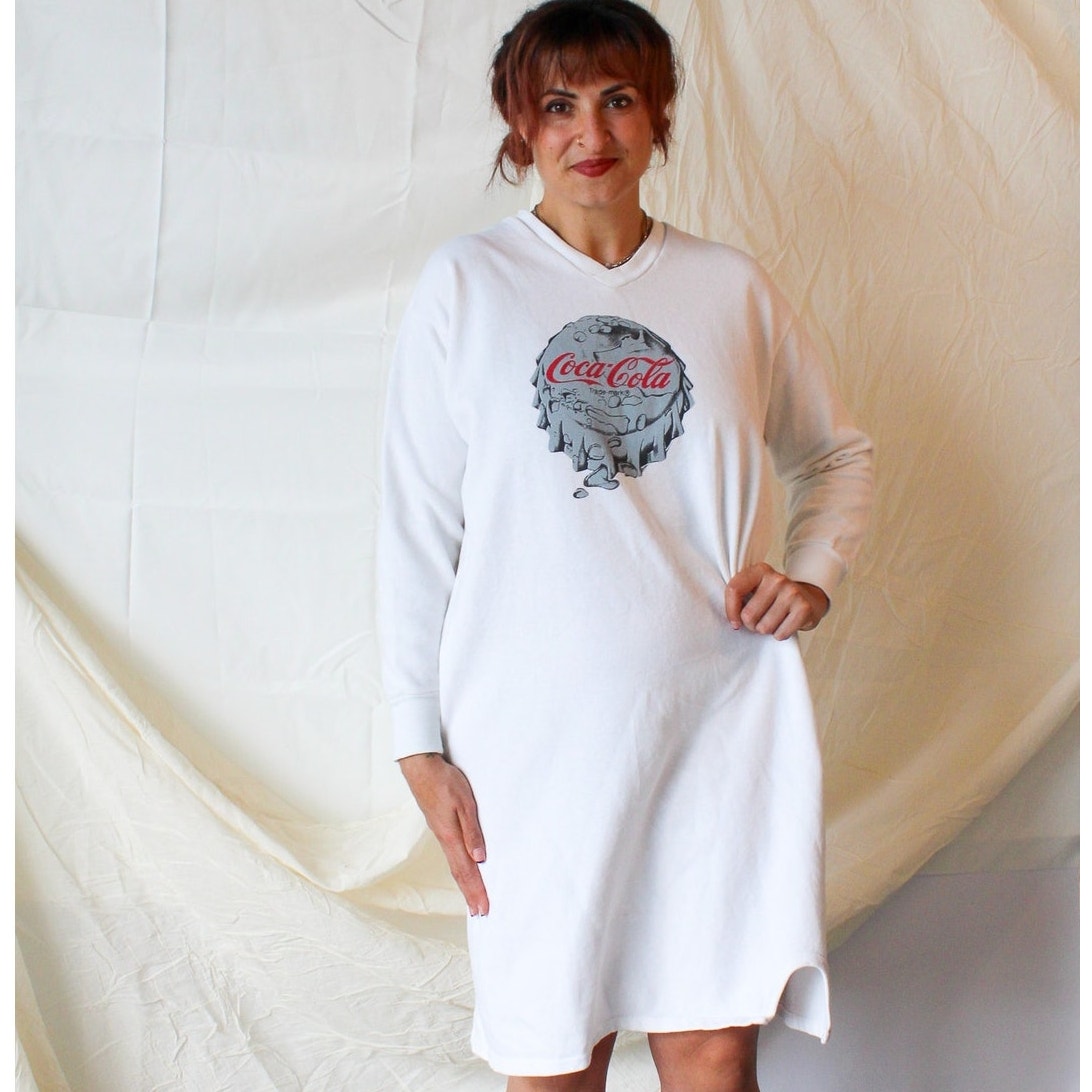 80s coca-cola brand sweatshirt dress made in usa xl