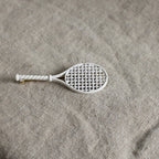 70s monet white enamel tennis racket stick pin