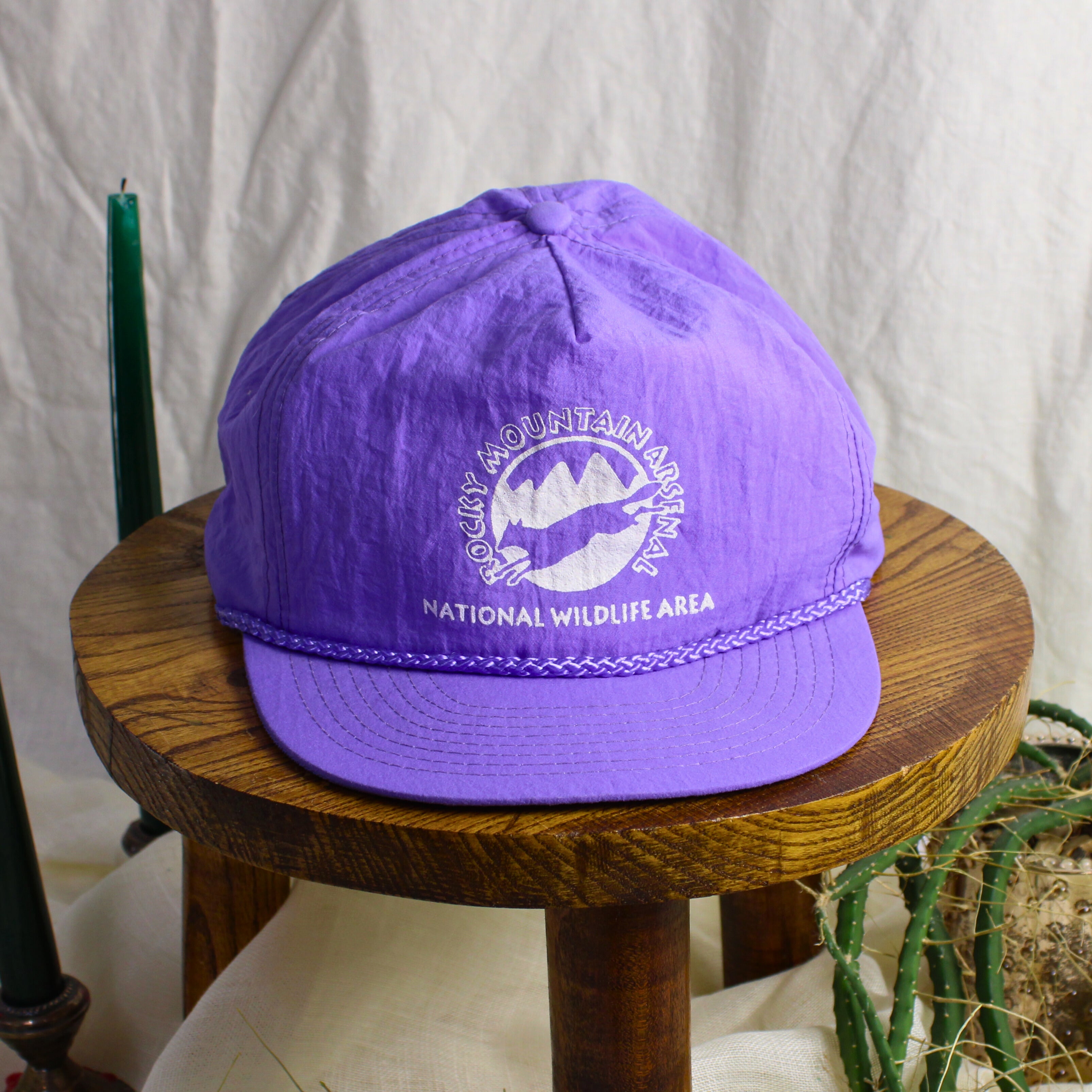 vintage 1990s rocky mountain arsenal rope hat – purple 5-panel cap