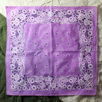 70s–80s lavender floral bandana – made in usa, 100% cotton