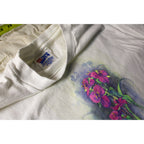 80s hanes beefy-t single stitch floral watercolor tee (l)
