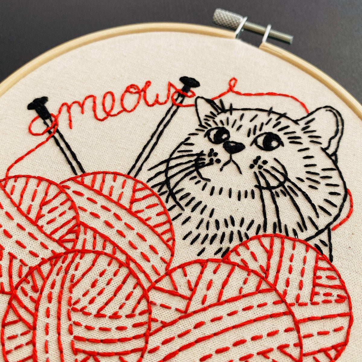 kitten knitting embroidery kit, view 2