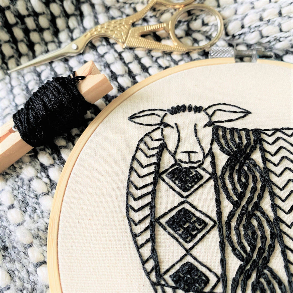 sheep embroidery kit, view 2