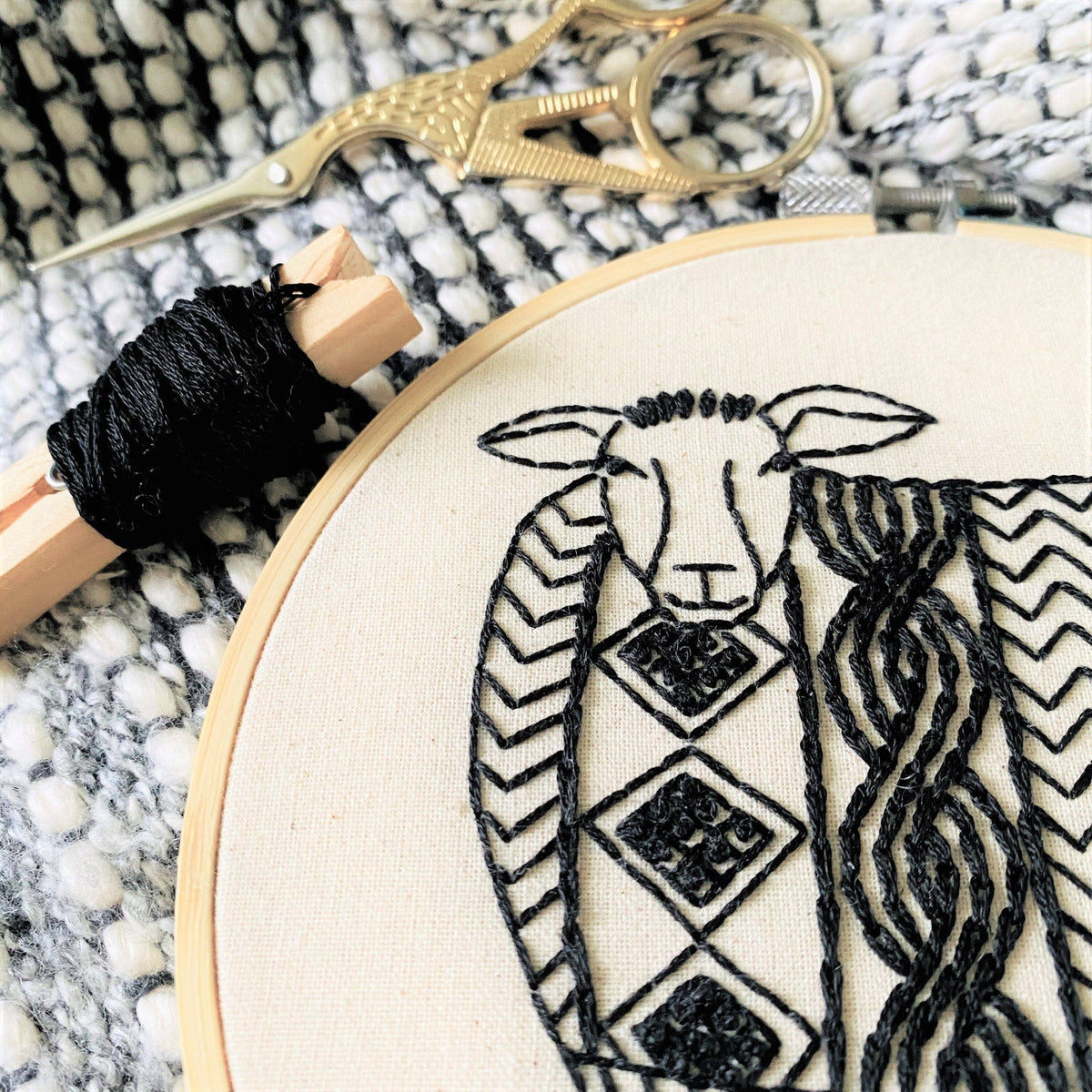 sheep embroidery kit, view 2