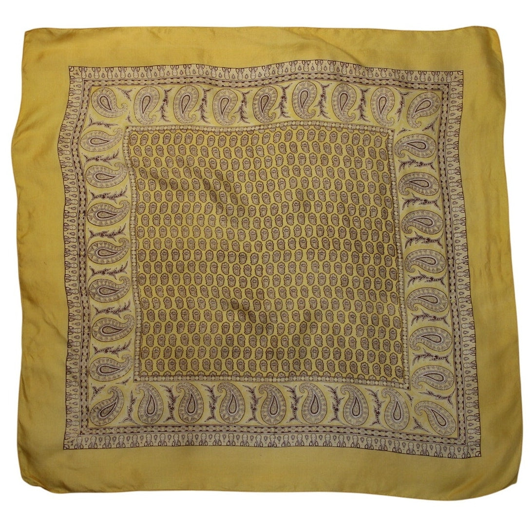 70s liberty of london yellow paisley silk scarf