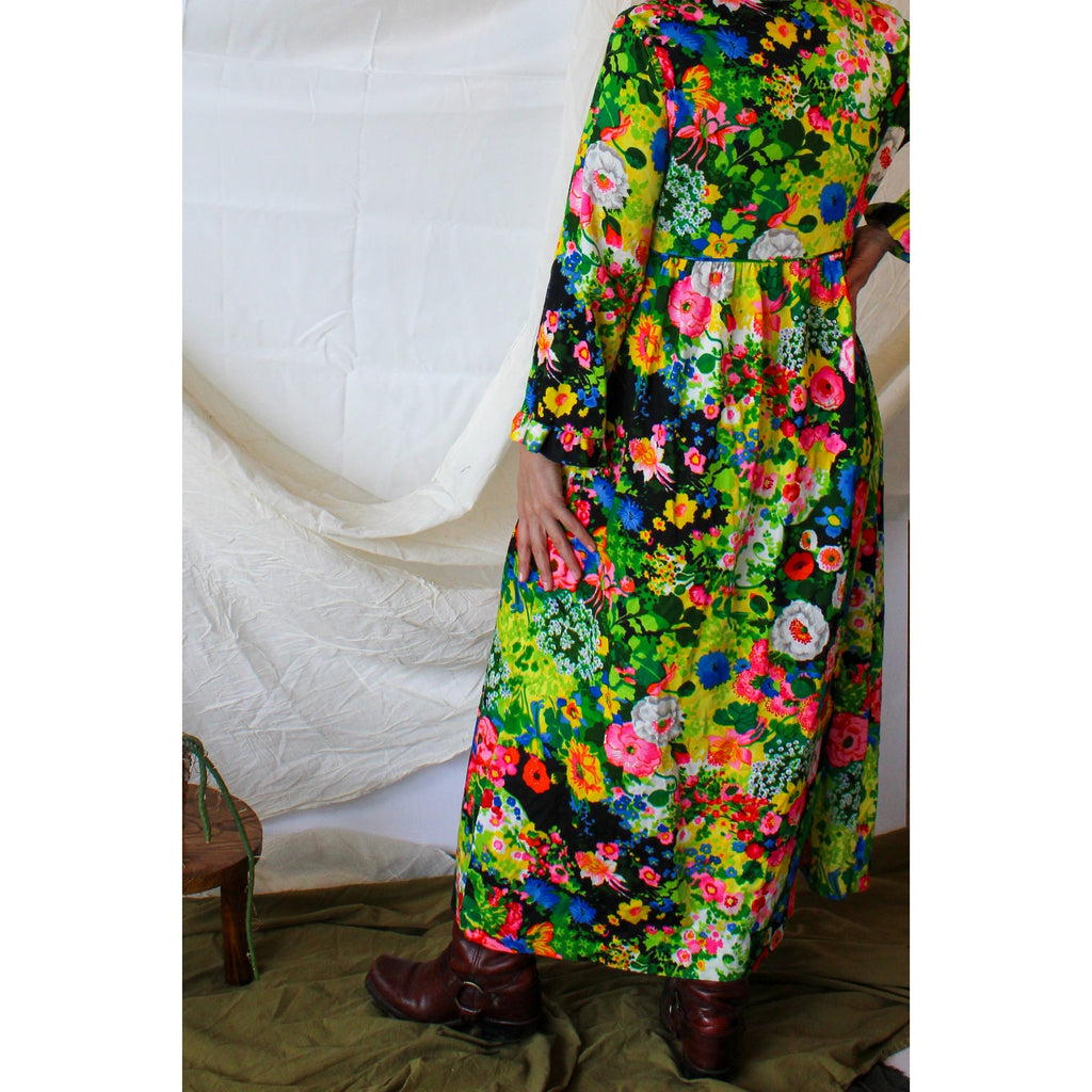60s floral garden maximalist maxi dress
