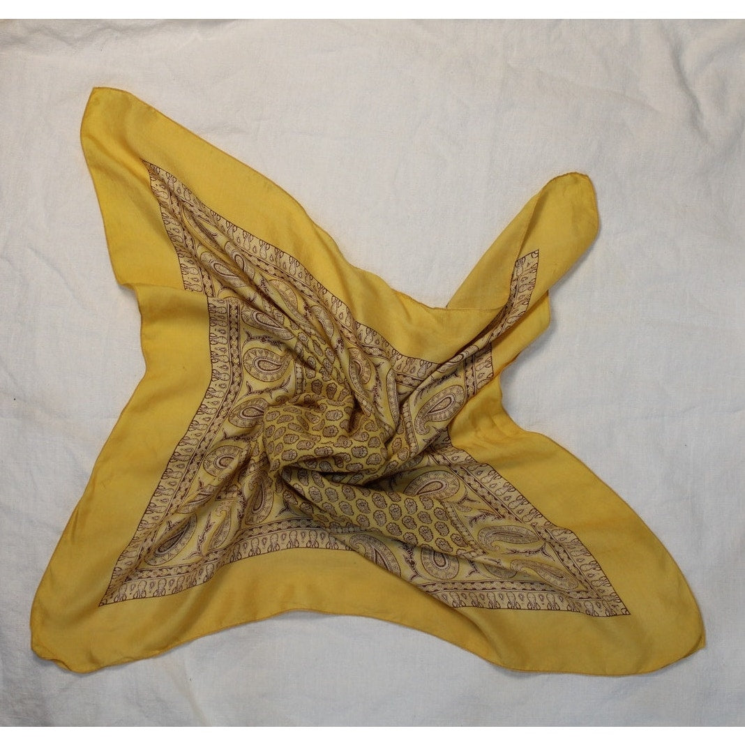 70s liberty of london yellow paisley silk scarf