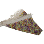 70s Floral Cotton fringed scarf