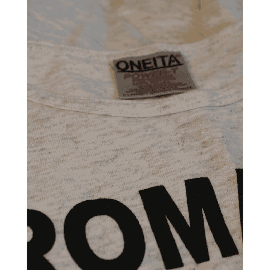 90s oneita romano horseshoe team cutoff tee