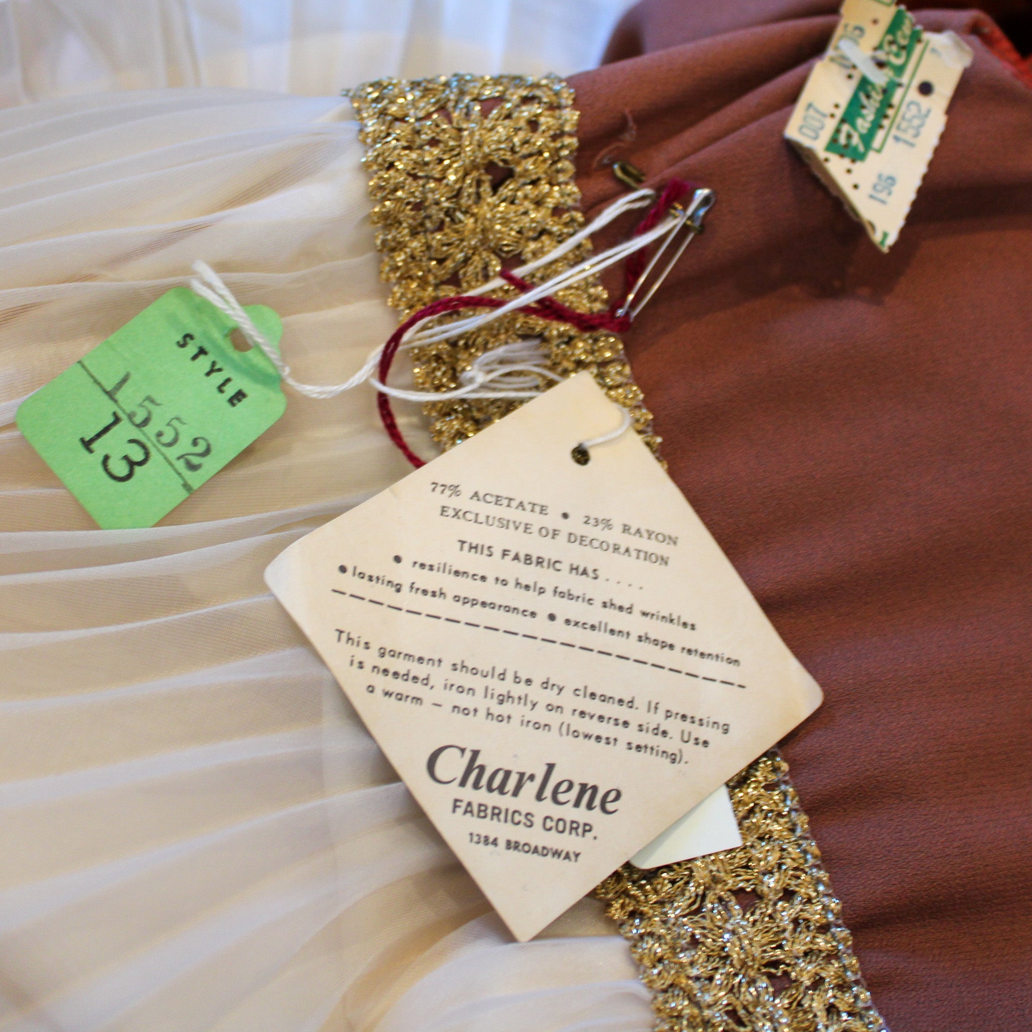 60s NOS gold collar micro pleat dress, image 1