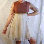 60s NOS gold collar micro pleat dress, image 3
