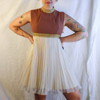60s NOS gold collar micro pleat dress, image 5