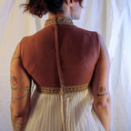 60s NOS gold collar micro pleat dress, image 8