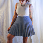 60s blue pleated gingham fit-and-flare mini dress 4