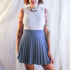 60s blue pleated gingham fit-and-flare mini dress 5