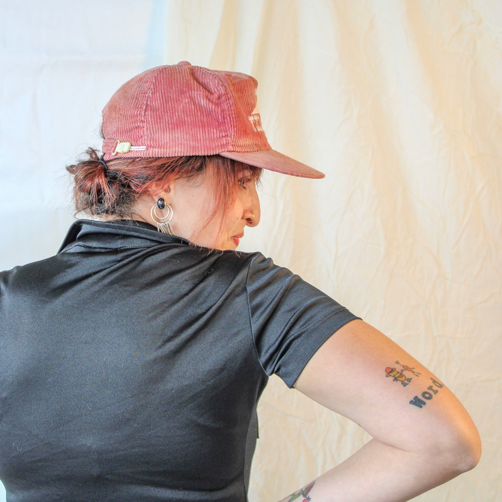 70s/80s - 5-panel corduroy telluride snapback - rare - YKK zipper back