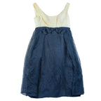 50s black and ivory bow cocktail dress with organza overlay