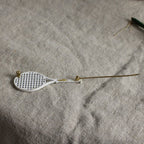 70s monet white enamel tennis racket stick pin