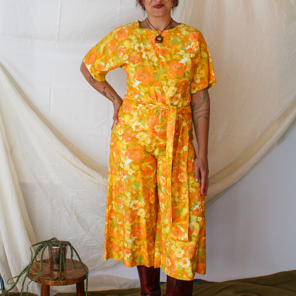 70s handmade flower-power four-panel minimalist jumpsuit