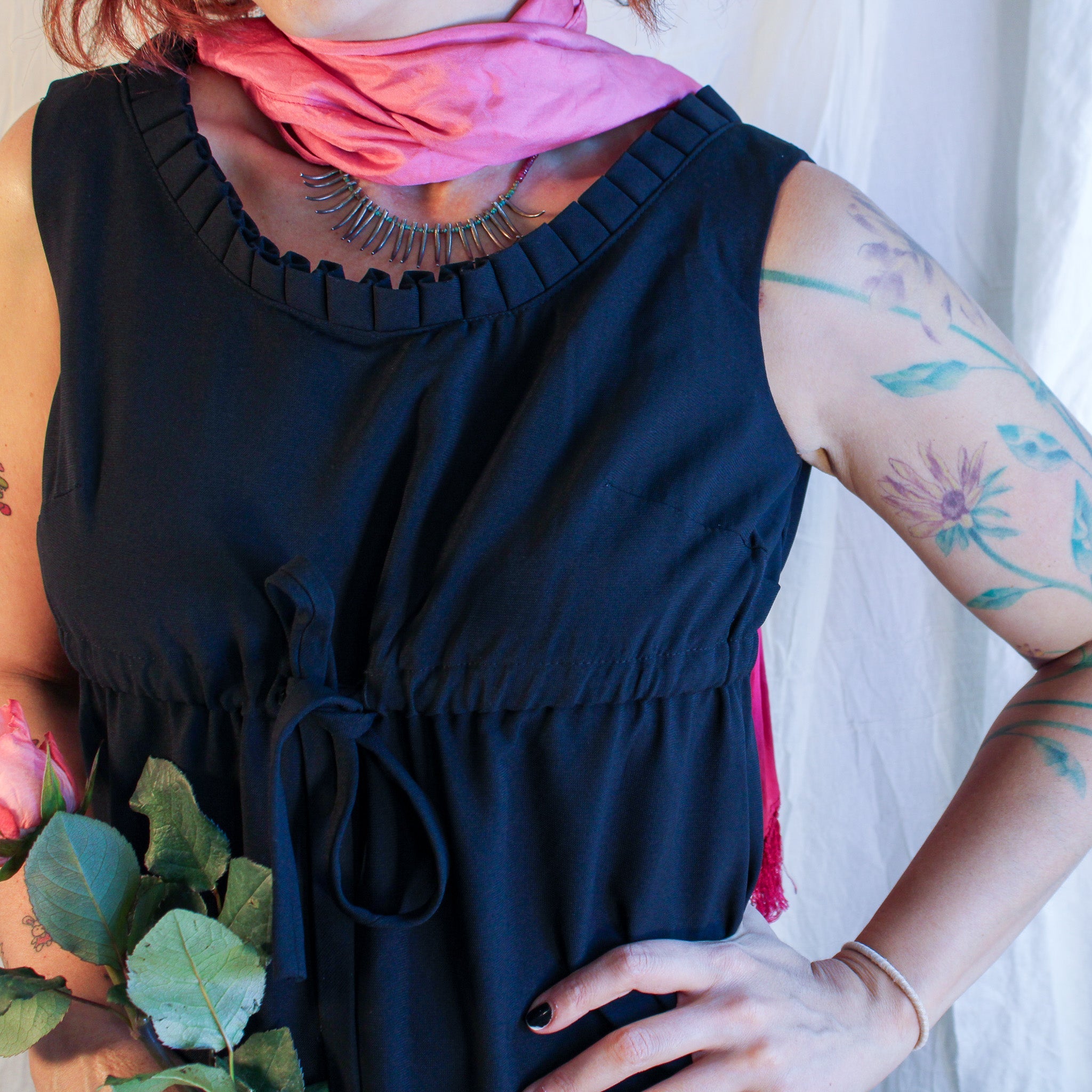 70s ed volin black ruffle maxi dress - image 3