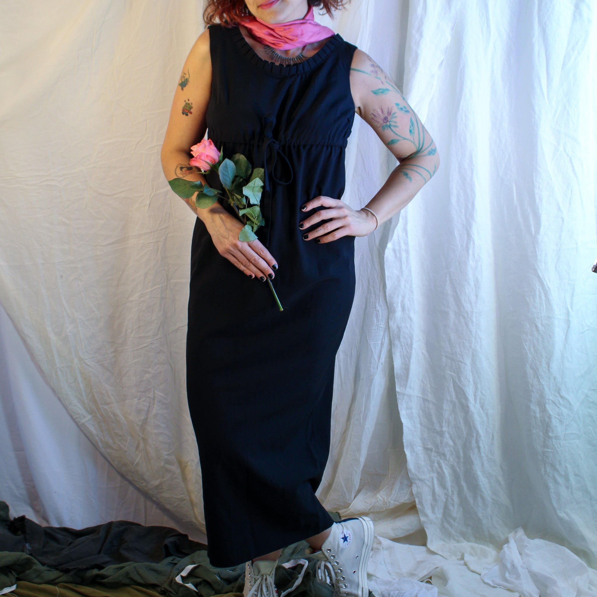 70s ed volin black ruffle maxi dress - image 5