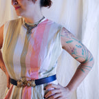 70s candy stripe pleated dress, image 1