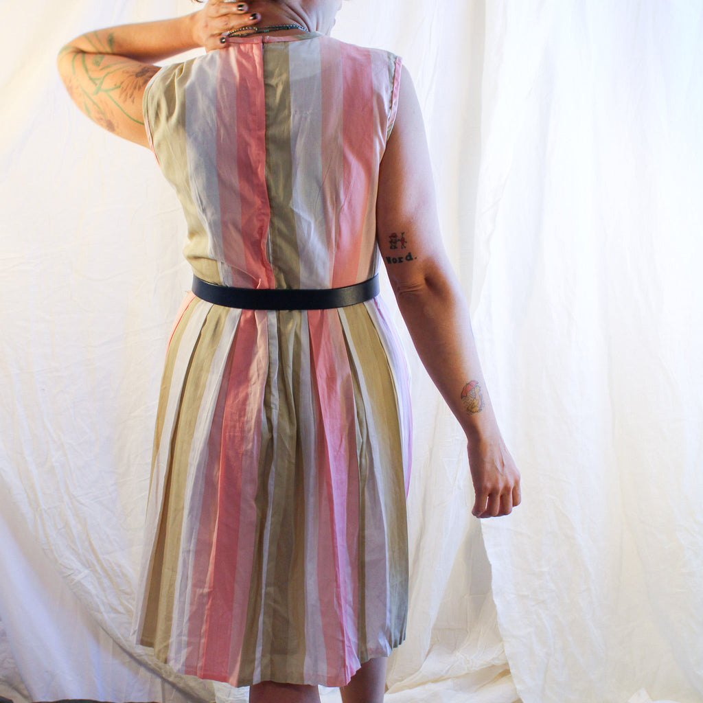 70s candy stripe pleated dress, image 2