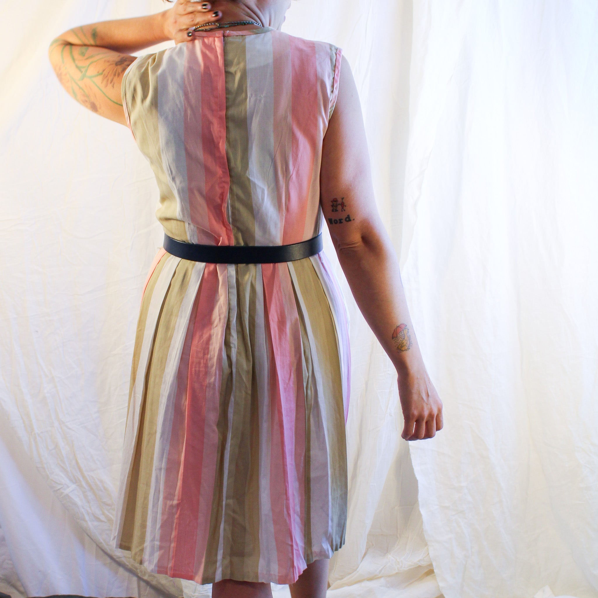 70s candy stripe pleated dress, image 2