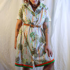 70s mod green orange shirtdress, image 1