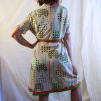 70s mod green orange shirtdress, image 3
