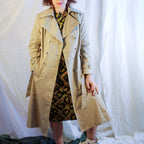 70s Sears JR Bazaar khaki trench coat with butterfly patch - image 1