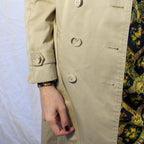 70s classic sears khaki trench coat with butterfly patch