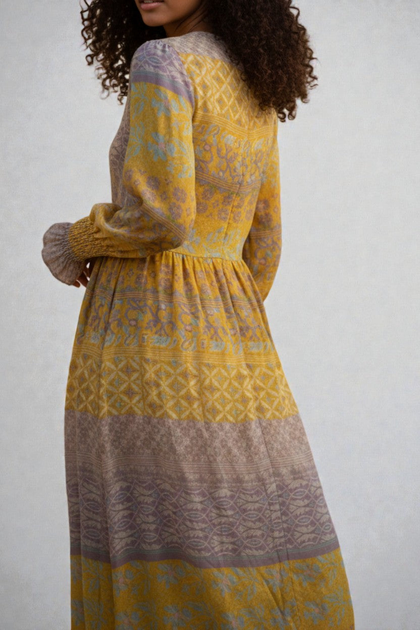 70s handmade yellow cotton voile prairie maxi dress 7