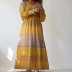 70s handmade yellow cotton voile prairie maxi dress 8