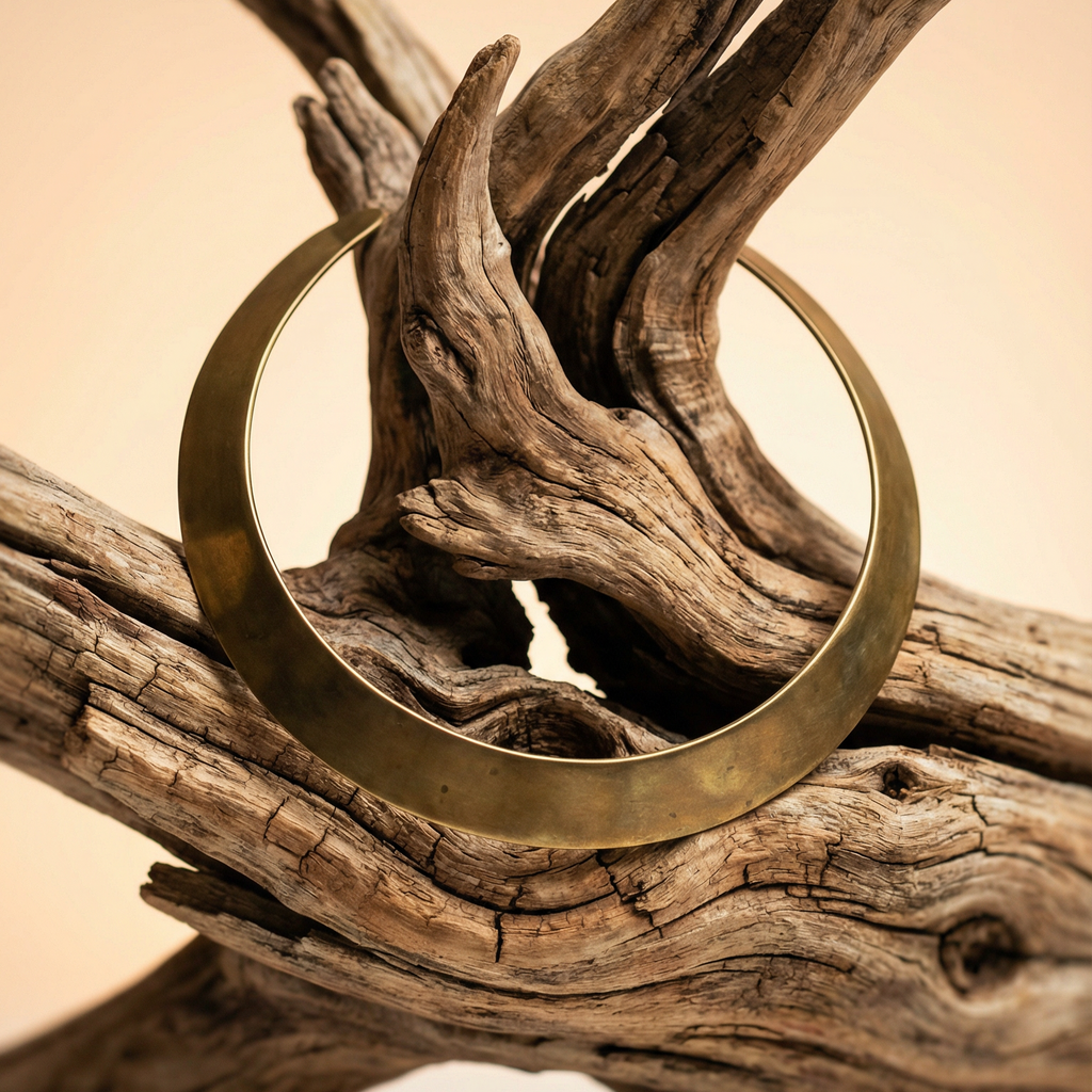 70s vintage smooth brass collar necklace