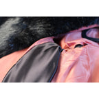 60s black faux fur mod coat with pink satin lining