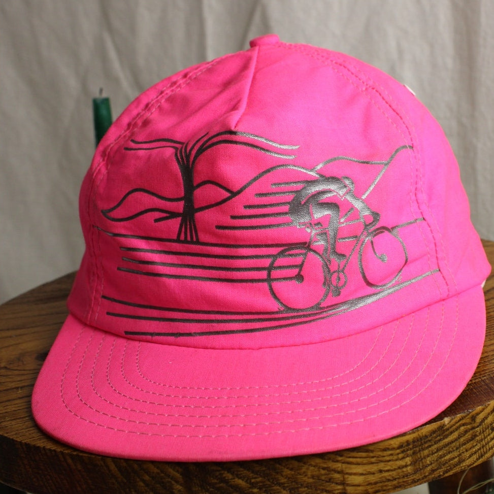 80s made in usa neon pink cycling snapback