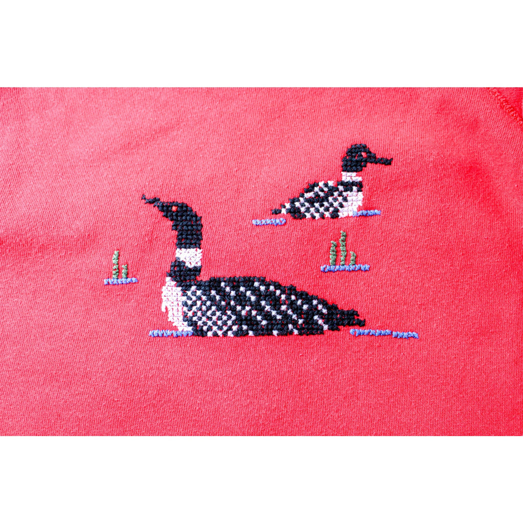 90s hand-embroidered duck sweatshirt – red hanes usa xl