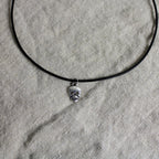 60s skull charm leather choker necklace - remade