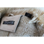 90s vintage lambskin patchwork shearling coat with fur trim - a modern penny lane